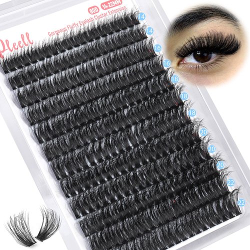 Fluffy Lash Clusters 14-22MM D Curl Lashes Cluster Eyelash Extensions Wispy Eyelash Clusters 80D 280 Pcs Individual Lashes DIY Lash Extension at Home by Pleell