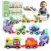 Toddler Toys for 1 2 3 Year Old Boy,Wooden Train Set Dinosaur Toys for Kids 2-4 Boys Montessori Toys for 1-4 Year Old Boys Girls Educational Learning Toys for Toddlers 1-2-4 Years Birthday Gift