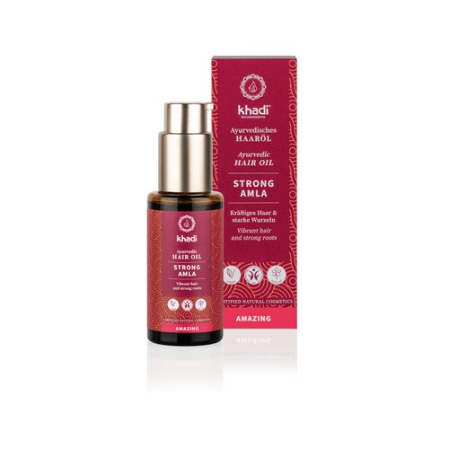 khadi STRONG AMLA hair oil, 100% natural, herbal, vegan, promotes growth, prevents hair loss & gray hair, strengthens roots, silicone-free, Ayurvedic hair care, organic beauty 1.69oz