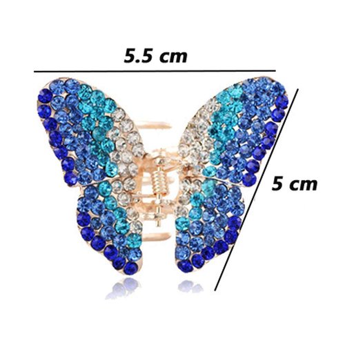 1 Piece Crystal Rhinestones Butterfly Hair Claw Clip Metal Jaw Claw Hair Clip Small Butterfly Design Bow Hair Claw Gripper for Girl Women Metal Butterfly Hair Clips(Blue)