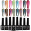 MIZHSE Holographic Gel Nail Polish, Chrome Gel Nail Polish, Galaxy Glossy Chameleon Nail Lacquer Glitter Gel Polish Set, Sparkle Laser Gel Polish Nail Art Salon at Home Gift Set