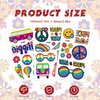 Casciybo Hippie Temporary Tattoos for Women Men, 10 Sheets 70’s Groovy Hippie Love and Peace Rainbow Waterproof Fake Tattoo Stickers for Adult Kids Birthday Party Favors Supplies Gifts