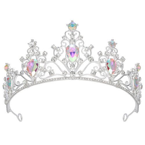 SWEETV Wedding Crowns for Women,Multicolored Crystal Tiaras and Crowns for Women Girls,Rhinestone Princess Tiara Hair Accessories for Quinceanera Pageant Prom Bridal Wedding Prom Party