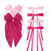 CUBACO 6PCS Silky Satin Ribbon Barrettes, Coquette Bows for Long Thick Hair and Women's Kawaii Accessories (Pink Rose Red)