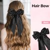 Gute 6 PCS Hair Bows for Women,Satin Big Hair Bow Clips,French Long Tail Hair Bows for Girls Hair Accessories for Birthday,Dress Up,Christmas(Black,White,Pink)
