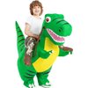 COMIN Inflatable Dinosaur Costume Kids, Ride on T-rex Blow Up Dino Costume Green Funny Dress for Halloween Party 2-3Y