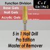 C & I 5 in 1 Nail Drill Bit, Mixed Sizes Edition, Cross Teeth, 2 Way, Professional Multi-function Nail Drills for Electric Manicure Drill Machine, Shank 3/32” (Pro2)