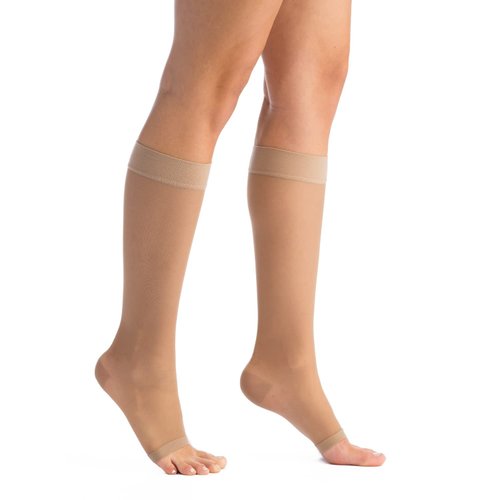 EvoNation Women’s Knee High 15-20 mmHg Open Toe Sheer Compression Socks – Moderate Pressure Compression Garment