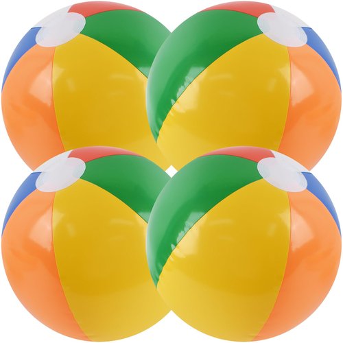 Redvigh Inflatable Beach Ball 4PCS, 16 Inch Rainbow Beach Balls Bulk for Swimming Pool Beach Game Hawaiian Tropical Theme Party Decorations Favors Supplies