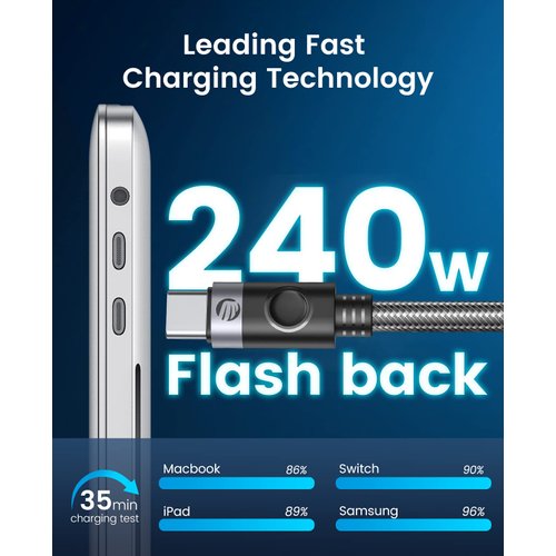 ORICO 240W USB C to USB C Cable, Type C to Type C Cable Fast Charging, Braided Nylon Type C Cable Cord Compatible with iPhone 15/15 Pro/15 Plus/15 Pro Max, MacBook Pro, iPad Pro,Samsung,Pixel ect