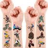 105 PCS Bike Temporary Tattoos Birthday Party Decorations Supplies Favors Black Bycicle Street Mountain Road Bike Sports Decor Stickers For Boys Girls Gift School Prizes Rewards