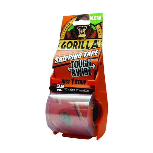 Gorilla Packing Tape Tough & Wide with Dispenser for Moving, Shipping and Storage, 2.83" x 35 yd, Clear, (Pack of 1)
