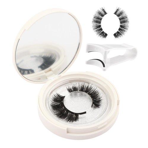 KELEAPEKER 1 Pair Natural Magnetic Eyelashes,Reusable Magnetic Lashes Kit without Eyeliner,Magnetic Lashes Set with Applicator Makeup Tool,Wispy False Eyelashes No Glue Required(1 Pair,White)
