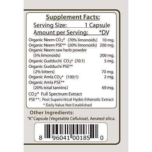 Tattva's Herbs Neem Leaf Holistic Extract - Internal Detox ,Supports Healthy Skin 500 mg. 240 Vcaps Herbal Supplement 2 Month Supply