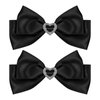 Black Satin Hair Bow Clips, Christmas Valentine School Hairpins with Heart Rhinestones,Handmade Bowknot Hair Accessories for Kids Girls New Year Decor