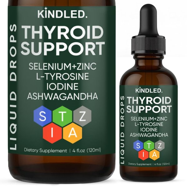 Kindled Thyroid Support Drops | Liquid Drops with Selenium, Zinc & L-Tyrosine, Iodine, Ashwagandha | kindled Thyroid Support, Daily Support – 4 fl.oz (120mL)
