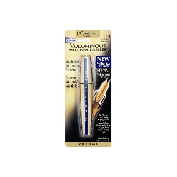 L’Oréal Paris Voluminous Million Lashes Waterproof Mascara, Blackest Black 0.32 oz