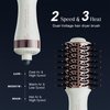 Travel Dual Voltage Hair Dryer Brush 4-IN-1 Portable Mini Hot Air Blow Dryer Straightener & Curler Brush, Titanium Round Blowout Styler Volumizer Tools, 110/240V US/EU/UK Plug for International Travel