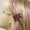 Medium Decorative Hair Comb Rhinestone Crystal Rose Simulated Pearl Bridal Hair Comb, Red