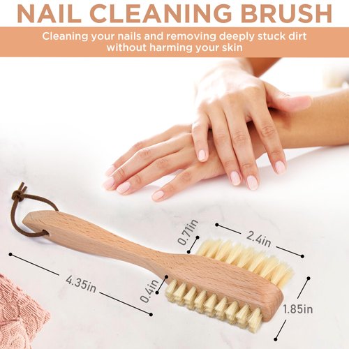 Takavu Nail Brush, Pure Boar Bristles, Natural Wood Handle, Nail Cleaning Brush for Scrubbing Fingernail Toenail Hand Feet, Dual Sided for Regular Manicure Nail Care Hygiene