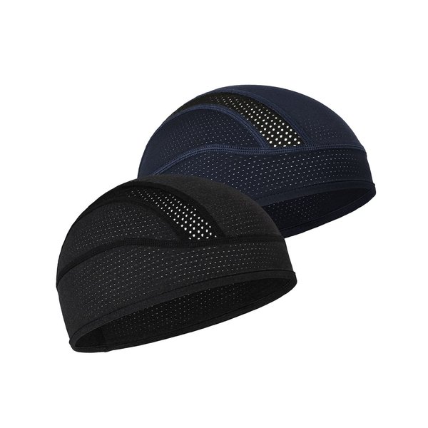 Skull Cap Helmet Liner Beanie, Cooling Mesh Cycling Running Hat for Men Women, Fits Under Helmets (Black & Dark Blue)