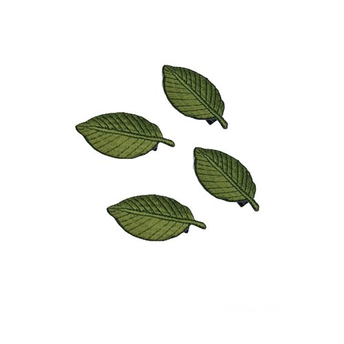 Leaves Hair Clip Embroidery Leaf-Shaped Hairpin Girls Leaves Hair Barrettes BW06 (4 Pcs-Green)