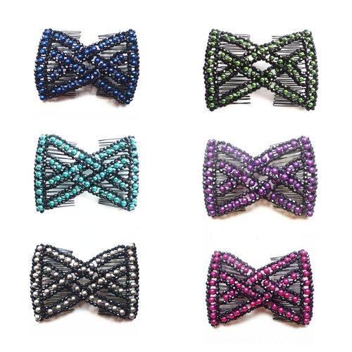 LOVEF Easy combs 6 Pcs Beaded Hair Comb Random color Stretch available