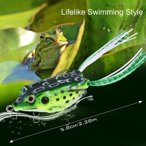 Fishing Lures Topwater Floating Weedless Lure Frog Baits with Double Sharp Hooks Soft Bait for Bass Snakehead Salmon Freshwater Saltwater Fishing (Mix Style)-A…