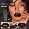ZAMANIYA 3 In 1 Lip Gloss Set With Matte Lipstick ,Moisturizing Lip Gloss And 2mm Lip Liner Liquid Lipstick Long Lasting Makeup Lip Plumping Lipstick Lipgloss Soft And Smooth Like Cream (12-Black Magic)