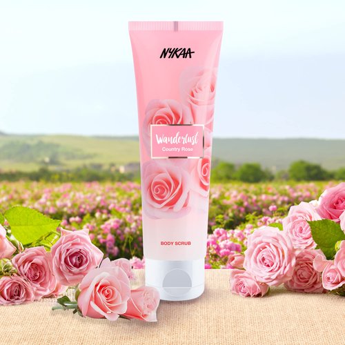 Nykaa Wanderlust Country Rose Body Scrub - Nourishing, Gentle Exfoliator With Aloe Vera For Smooth Skin (4.93 Oz)