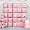 Pearl Pink and Silver Double Sided Square Foil Balloons Wall,19 Inches Pink Metallic Foil Balloons Tunnel Arch Kit for Girls Bachelorette,Wedding,Anniversary,Birthday Party Background Decoration