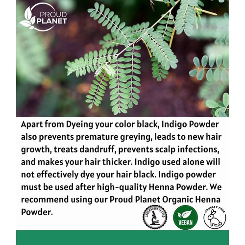 Natural Indigo Powder For Hair Dye | Natural Black Hair | Indigofera tinctoria | By Proud Planet (16 ounce | 1 Pound)