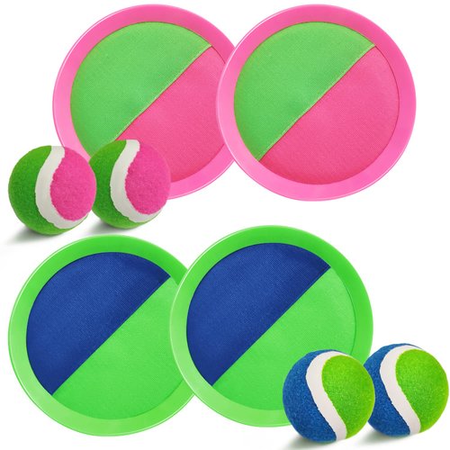 Jalunth Ball Catch Set Game Paddle - Beach Toys Back Yard Pool Outdoor Games Backyard Camping Throw Catch Toss Age 3 4 5 6 7 8 9 10 11 12 Years Old Boys Girls Kids Adults Family Outside Easter Gifts