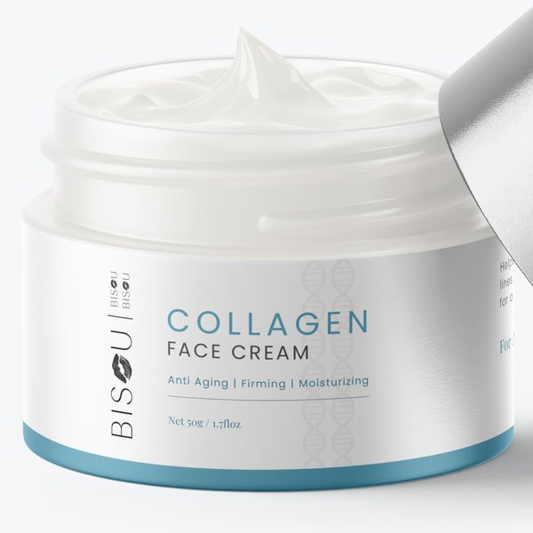 Bisou Skincare Collagen Face & Neck Cream - Anti-aging Day & Night Moisturizer with Hyaluronic Acid - Reduces Fine Lines and Wrinkles – Restore Moisture for a Smooth & Plumper Skin (1.7 fl oz)