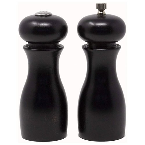 Olde Thompson Since 1944 Caffe Wood Salt & Pepper Mill Set, 6", Black
