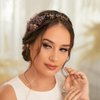 Formery Crystal Flower Headband Purple Bowknot Crystal Beads Hairband Party Prom Wedding Handmade Copper Wire Floral Beaded Headpiece for Women and Girls