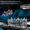 King Crown 2 Pcs Royal King Crown Metal Crystal Tiara Crown for Men Women Bridegroom Bride Princess for Wedding Halloween (Heart Style)
