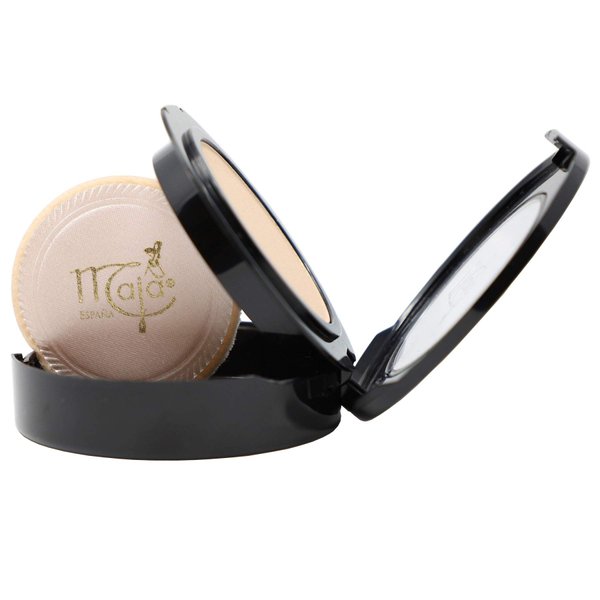 Maja Pressed Compact Powder for Flawless Uniform Coverage, Matte Skin, Without Shine, Long Lasting Effect, Fragrance-Free, Mirror and Tassel, Natural Color, 0.53 Oz, Box