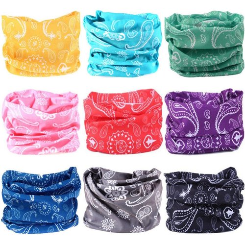 VANCROWN Headwear Wide Headbands Scarf Head Wrap Mask Neck Warmer (9PC.Paisley Series.1)