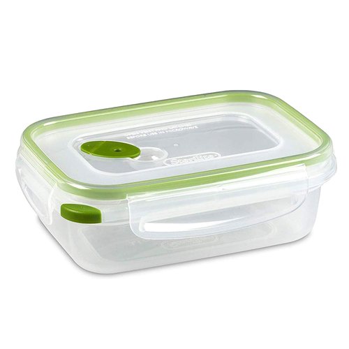 STERILITE 0311 Ultra Seal 3.1 Cup Rectangle Food Storage Container, Clear Green, See Through Lid & Base With New Leaf Accents