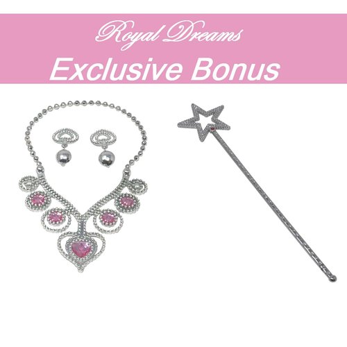 Royal Dreams Princess Shoes & Tiara Dress up Play . Includes 4 Princess Shoes for Girls 2 Tiaras Necklace Bracelets & Earrings! Perfect Little Girl Toys Role Play Playset