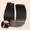 Tape in Hair Extensions Remy Human Hair 18 Inch Seamless Skin Weft Tape in Hair Extensions Invisible Tape in Hair Extensions Human Hair Straight Jet Black Double Sided Tape ins (1#,18 Inch)