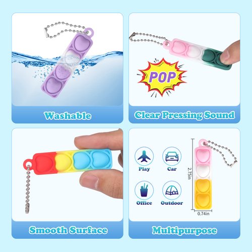 81 PCS Mini Pop Fidget Toys Pack Party Favors, Easter Silicone Squeeze Pop Bracelet it Bubble Fidget Bulk Sensory Toys, Pop Keychain Bubble Toy Party Bag Fillers for Kids, Wrap Pop Toy