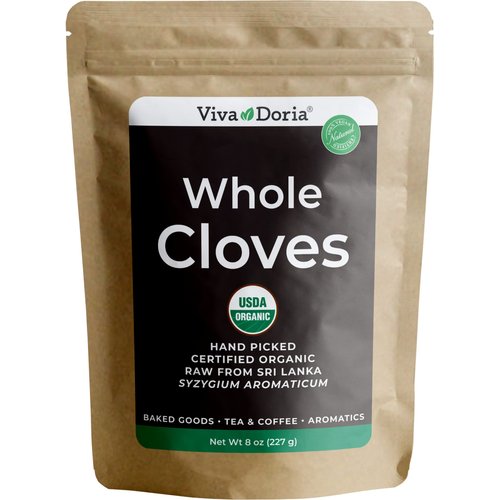 Viva Doria Organic Whole Cloves, Hand Picked Sri Lankan Clove Buds, 8 Oz Resealable Pouch Bag