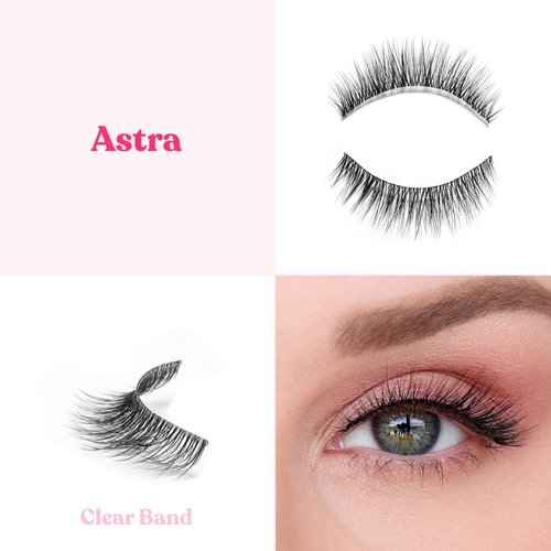 Silly George SuperNatural Series Starter Kit - Pretty Lashes with Adhesive Eyeliner | Clear Band gives Lashes Natural Look | Extra Strong Hold for False Eyelashes (Astra, LinerBond™ Clear)