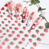 3 Sheets Strawberry Nail Art Stickers Decals Cute Nail Decals Spring Summer Nail Stickers 3D Self-Adhesive Nail Art Supplies Red Heart Nails Transfer Sticker for Women Girls Nail Art Decoration