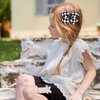 2Pc Racing Checkered Flag Hair Bow Clips 4 inch Girls Women Black White Buffalo Plaid Ribbon Pigtail Bow Barrettes Race Fan Hair Accessories Car-Themed Birthday Party Gift