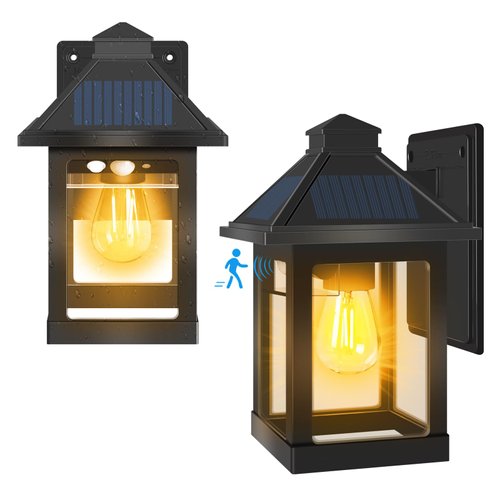 Solar Lanterns Outdoor Waterproof Sconce Lights, Wall Lamp Solar Shed Lights with 3 Modes, Dusk to Dawn Outdoor Exterior Lighting Fixtures for Front Porch, Patio, Barn, Garage