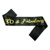NAUXIUDSJS 30 Fabulous Sash, 30th Birthday Sash, Black Satin Sash with Gold Foil Letter Happy 30th Birthday Accessories Decorations Party Favor