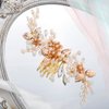 Teyglen Bridal Wedding Hair Comb Gold Flower Leaf Rhinestone Crystal Side Hair Comb Bride Hair Pieces Hair Accessories for Women Girls (Gold)